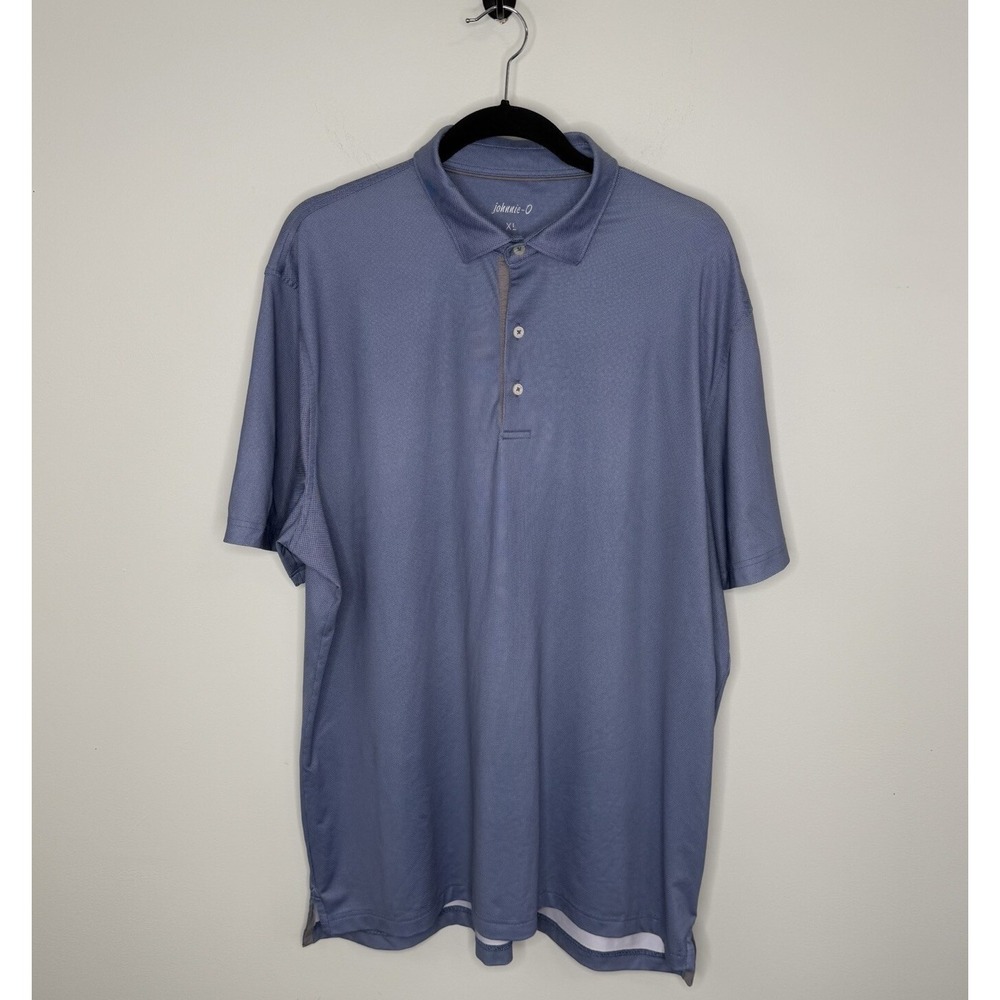 Johnnie O Men's Polo Shirt Size XL Twilight Blue Birdie Prep Performance Check